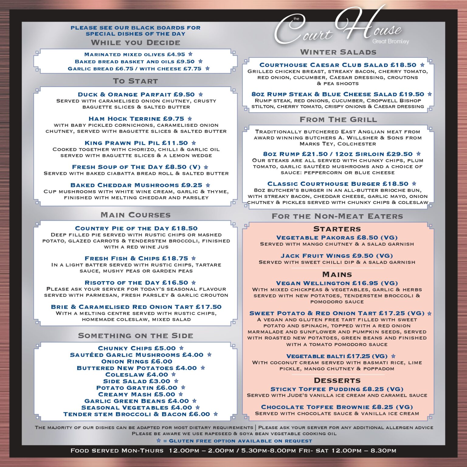Commons Courthouse Menu Menus - The Court House